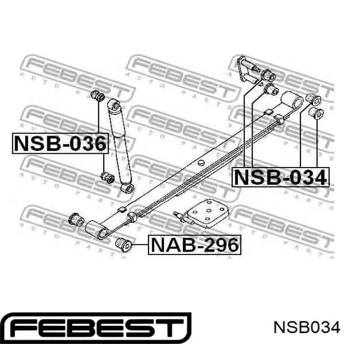 Купити NSB034 Febest Сайлентблок ресори, задній