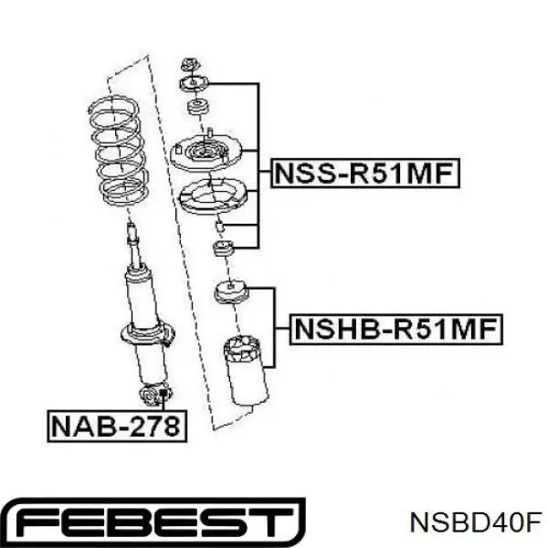 Втулка штока переднього амортизатора NSBD40F FEBEST