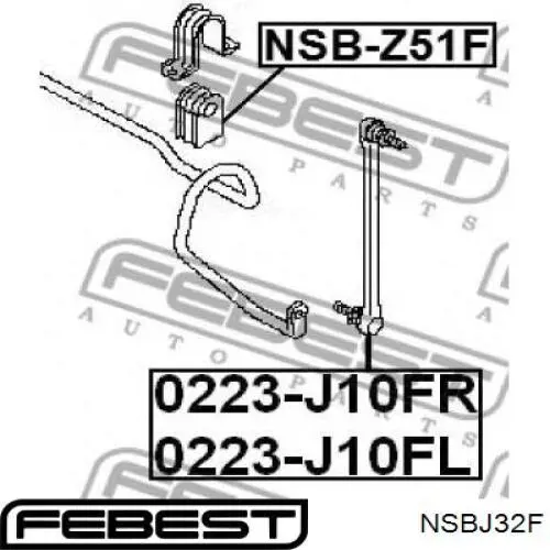 Втулка переднього стабілізатора Febest NSBJ32F