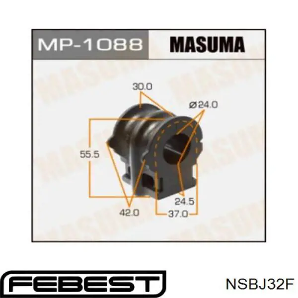 Втулка переднього стабілізатора NSBJ32F Febest