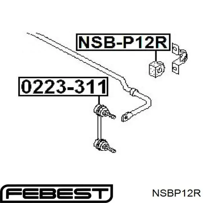 NSBP12R Febest втулка стабілізатора заднього
