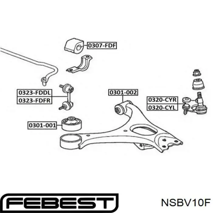 Купити NSBV10F Febest Подушка стабілізатора передня