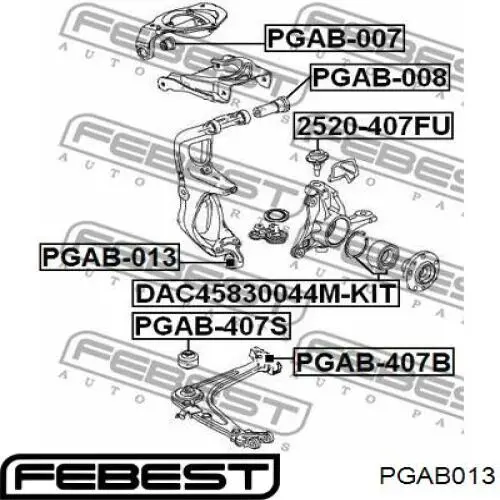 Сайлентблок переднього важеля PGAB013 Febest