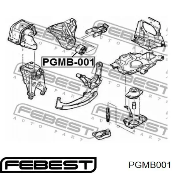 PGMB001 Febest подушка (опора двигуна, задня (сайлентблок))