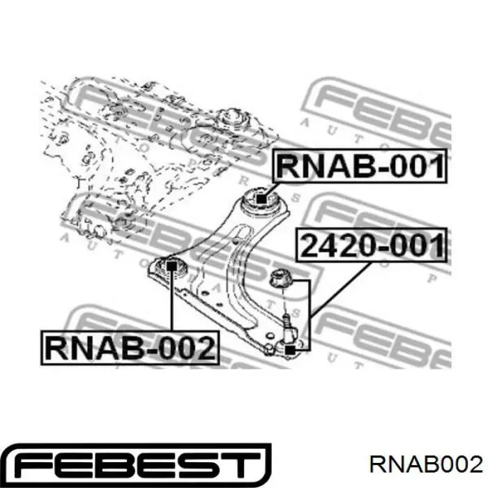 С/блок нижнього важеля Febest RNAB002