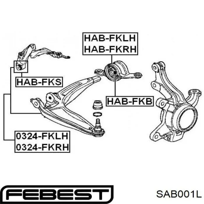 SAB001L Febest Сайлентблок переднього нижнього важеля