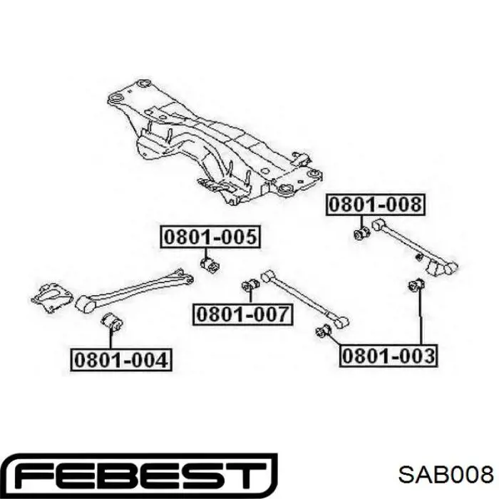 Сайлентблок заднього поперечного важеля, внутрішній SAB008 Febest