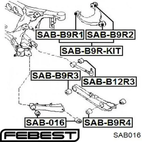 Сайлентблок цапфи задньої Febest SAB016 ціна, від 7.16 USD