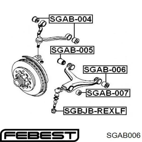 Сайлентблок нижнего переднего рычага  FEBEST SGAB006