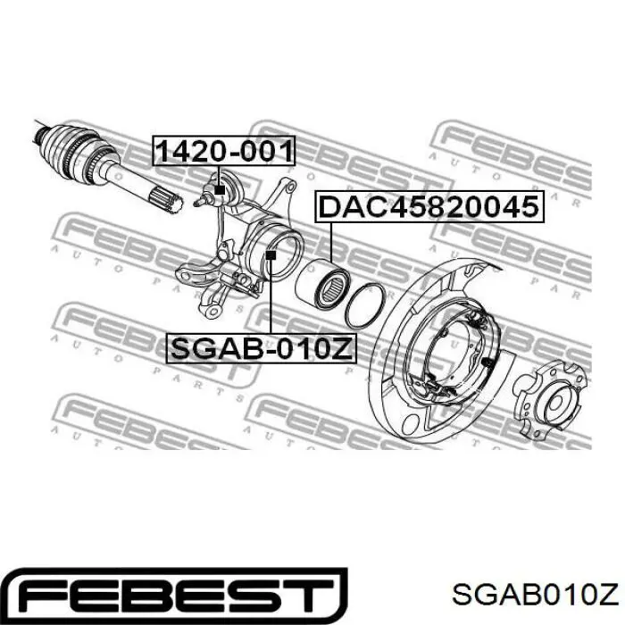 Сайлентблок цапфи задньої SGAB010Z Febest