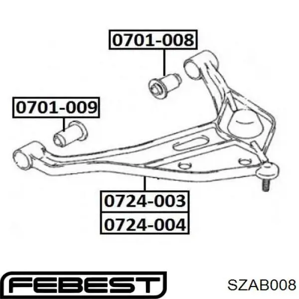 SZAB008 Febest Сайлентблок переднього нижнього важеля