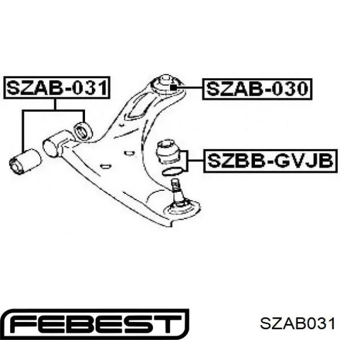 Сайлентблок нижнього важеля передньої підвіски Febest SZAB031 ціна, від 8.12 USD