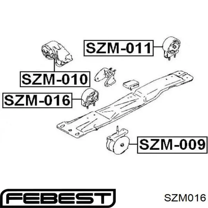 Подушка (опора) двигуна, передня Febest SZM016 ціна, від 13.29 USD