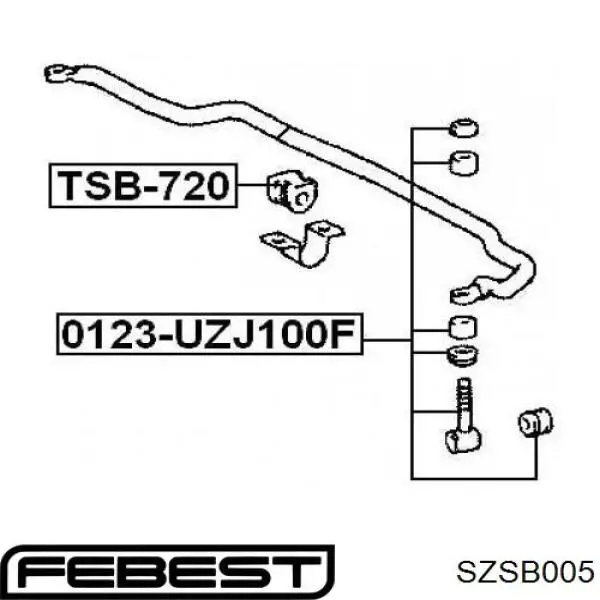 Купити SZSB005 Febest Втулка амортизатора заднього