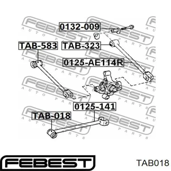 Купити TAB018 Febest Сайлентблок заднього поздовжнього важеля, передній