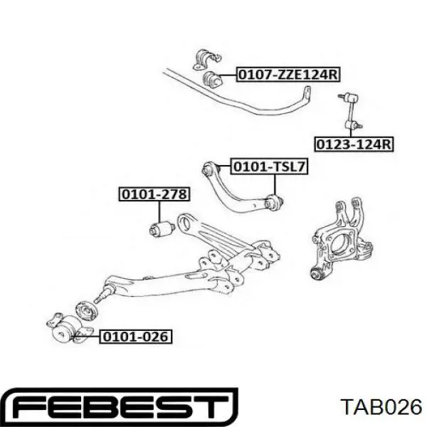 Сайлентблок заднього нижнього важеля TAB026 Febest