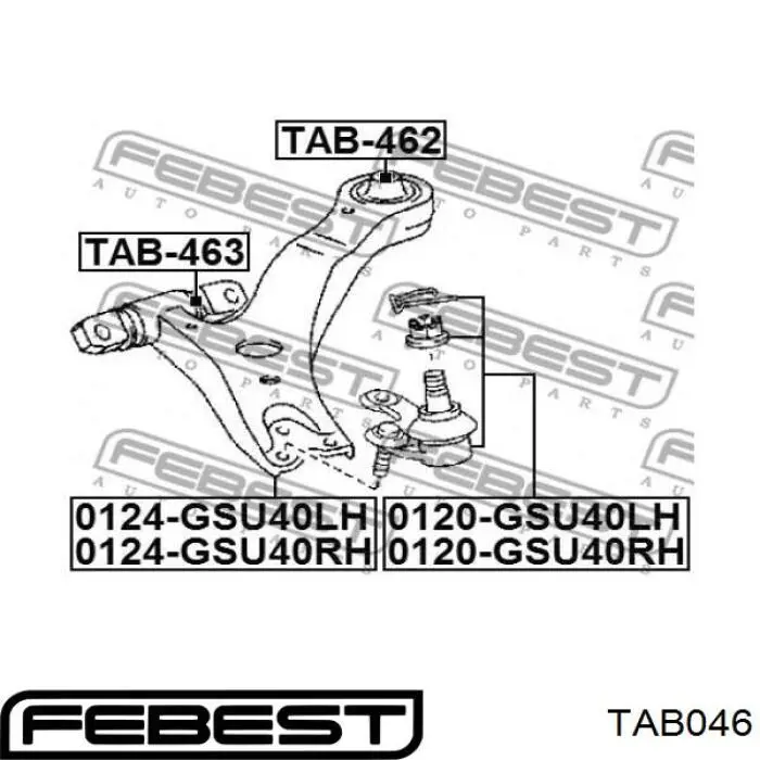 С/блок нижнього важеля Kautek TOBS066