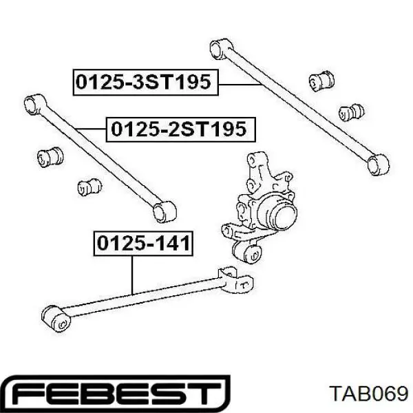 Сайлентблок тяги поперечної, задньої підвіски Febest TAB069