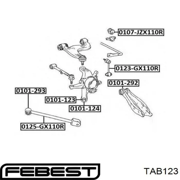 TAB123 Febest Сайлентблок задньої підвіски