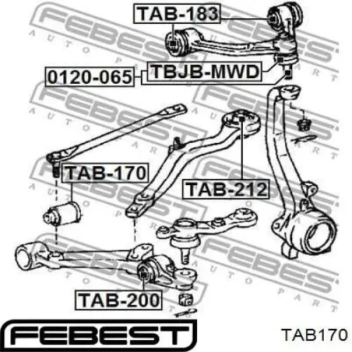 Сайлентблок нижнього важеля передньої підвіски Febest TAB170 ціна, від 2.68 USD