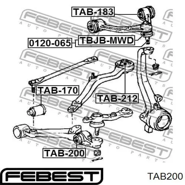 Сайлентблок нижнього важеля передньої підвіски Febest TAB200 ціна, від 4.28 USD