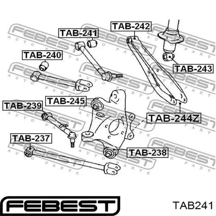 Сайлентблок тяги поперечної, задньої підвіски Febest TAB241 ціна, від 8.82 USD