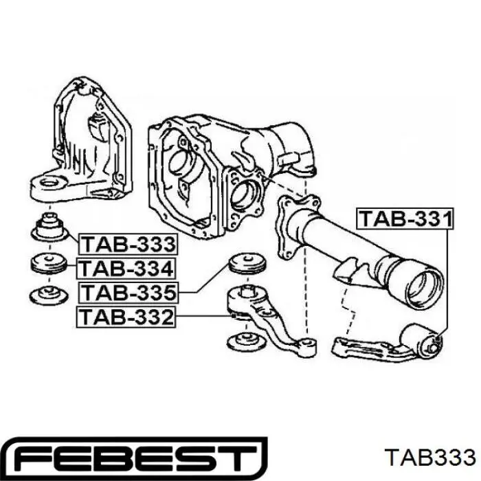 TAB333 Febest сайлентблок (подушка редуктора переднього моста, передній)