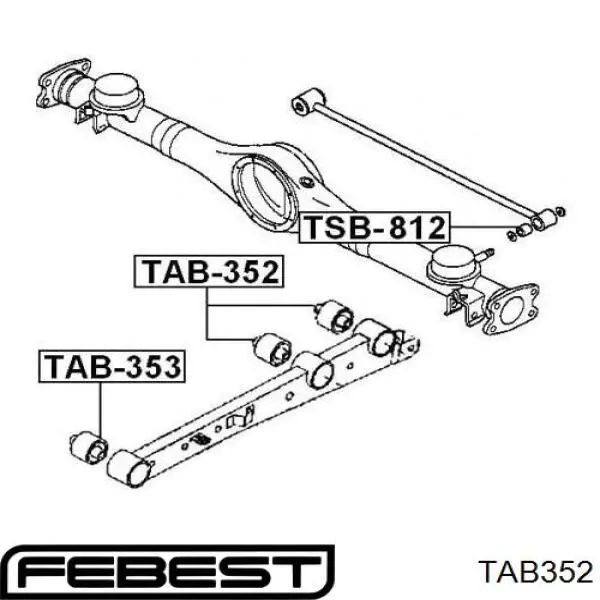 Сайлентблок заднього поздовжнього нижнього важеля TAB352 FEBEST
