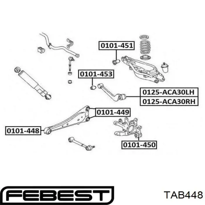 Сайлентблок заднього поздовжнього важеля, передній TAB448 Febest