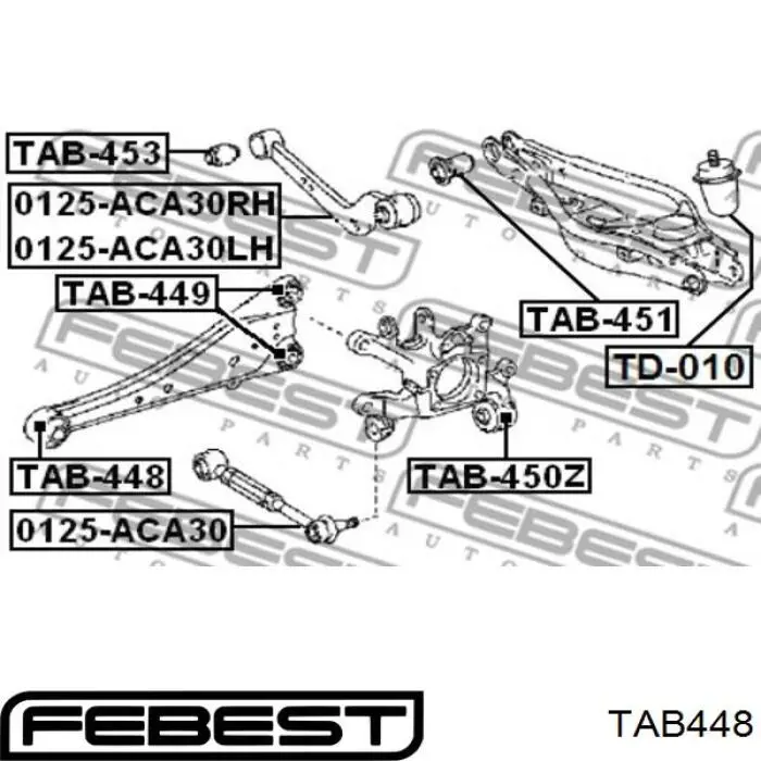 Сайлентблок заднього поздовжнього важеля, передній Febest TAB448