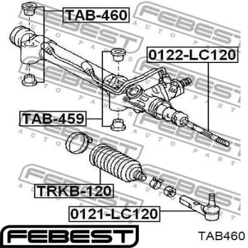 Сайлентблок кріплення рульової рейки FEBEST TAB460