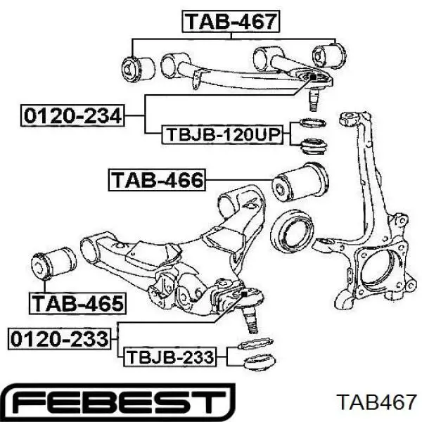 Сайлентблок переднього верхнього важеля Febest TAB467 ціна, від 8.42 USD
