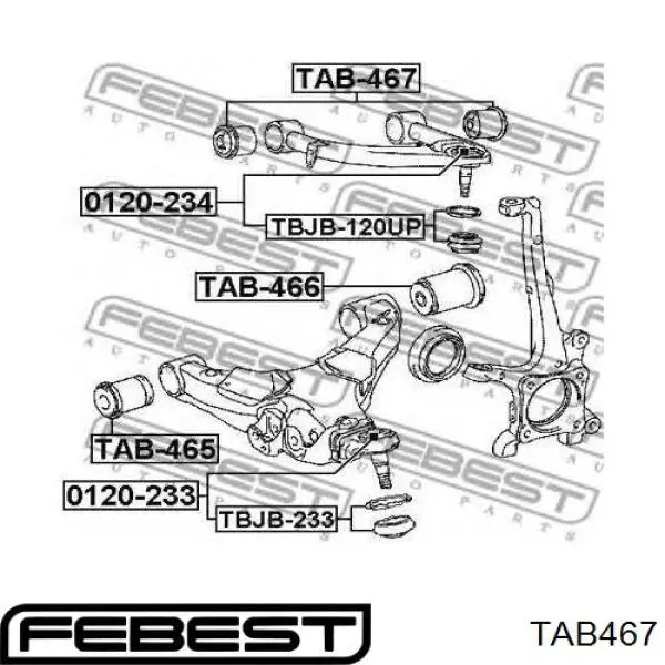 Купити TAB467 Febest Сайлентблок переднього верхнього важеля
