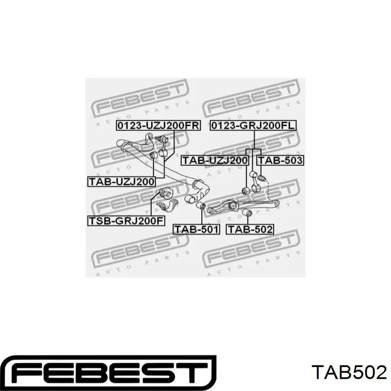 Сайлентблок радіального важеля, передньої підвіски TAB502 Febest