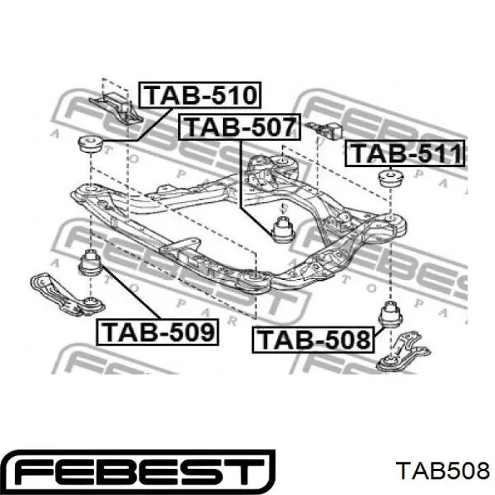 TAB508 Febest сайлентблок передній балки/підрамника