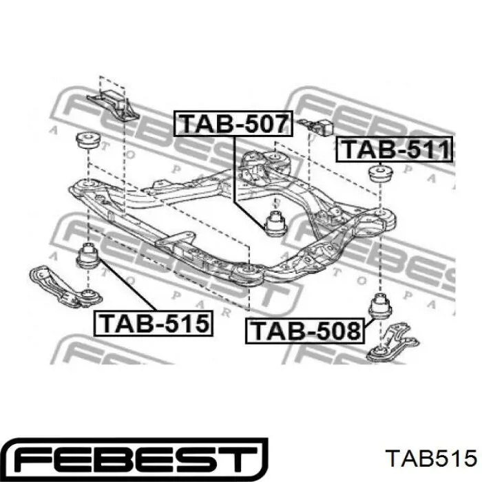 TAB515 Febest сайлентблок передній балки/підрамника