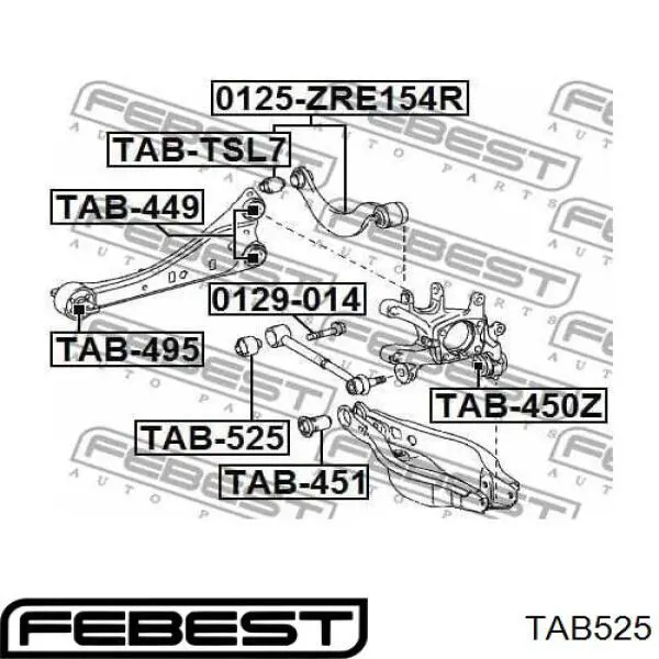 Купити TAB525 Febest Сайлентблок тяги поперечної, задньої підвіски