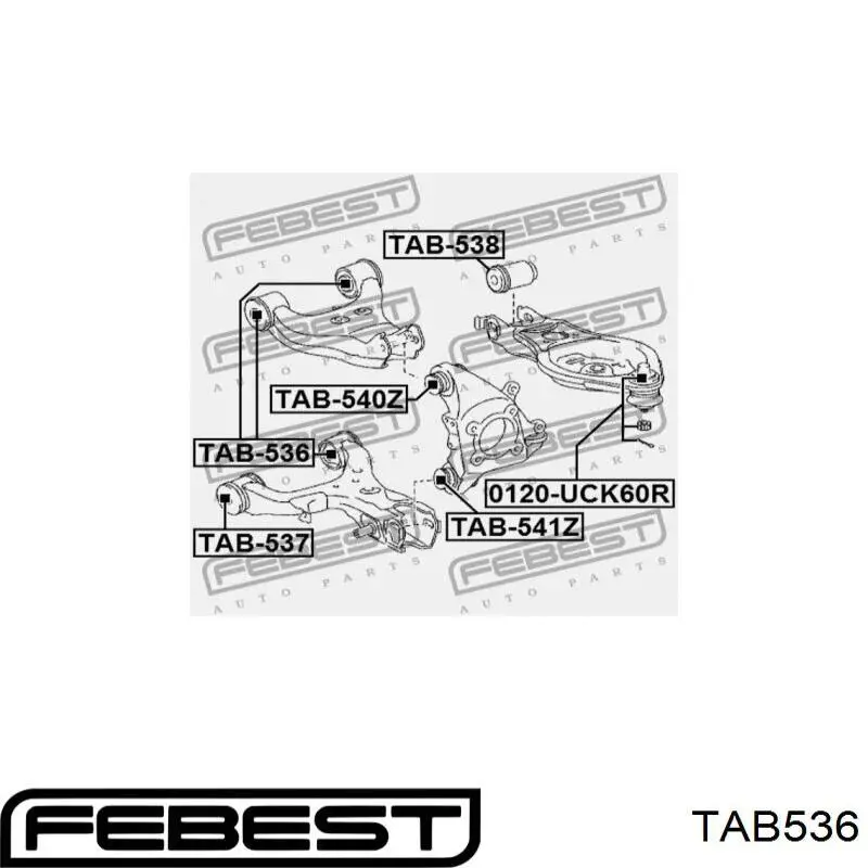 Сайлентблок заднього нижнього важеля TAB536 Febest