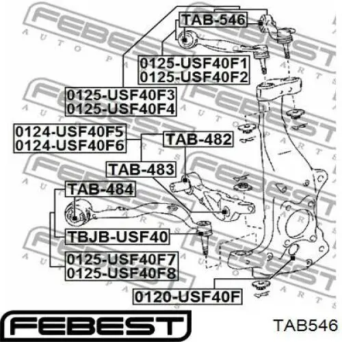 Купити TAB546 Febest Сайлентблок переднього верхнього важеля
