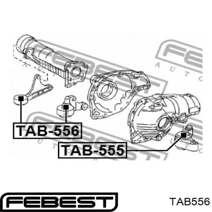 TAB556 Febest кронштейн/траверса переднього редуктора, права