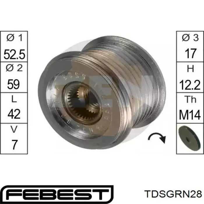 Шків генератора TDSGRN28 Febest