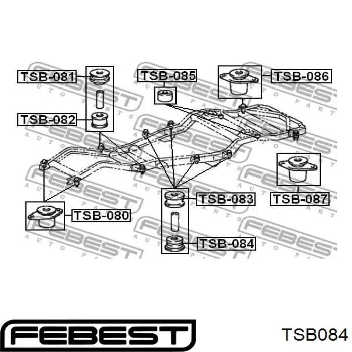TSB084 Febest подушка рами (кріплення кузова)