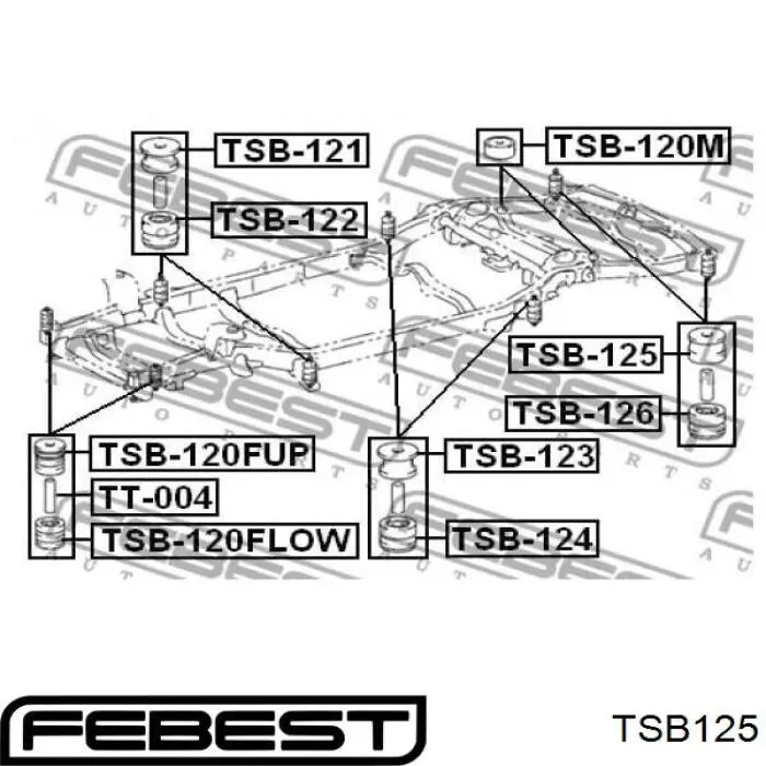 TSB125 Febest подушка рами (кріплення кузова)