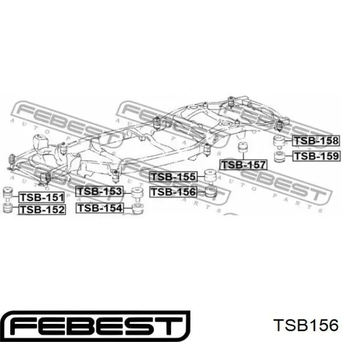 TSB156 Febest подушка рами (кріплення кузова)