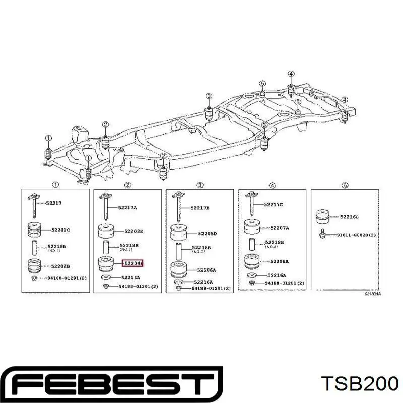 Втулка штоку переднього амортизатора TSB200 FEBEST