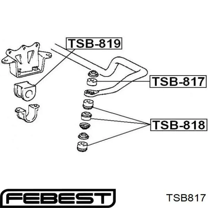 Купити TSB817 Febest Втулка штоку переднього амортизатора
