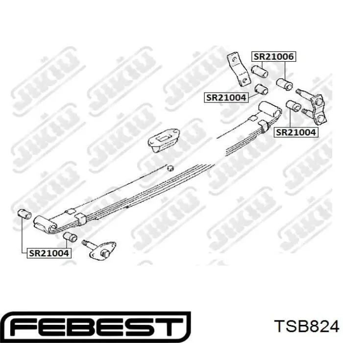 Купити TSB824 Febest Сайлентблок ресори, задній