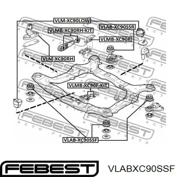 Сайлентблок передній балки/підрамника VLABXC90SSF Febest