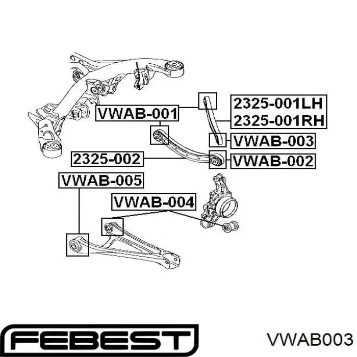 Купити VWAB003 Febest Сайлентблок заднього верхнього важеля