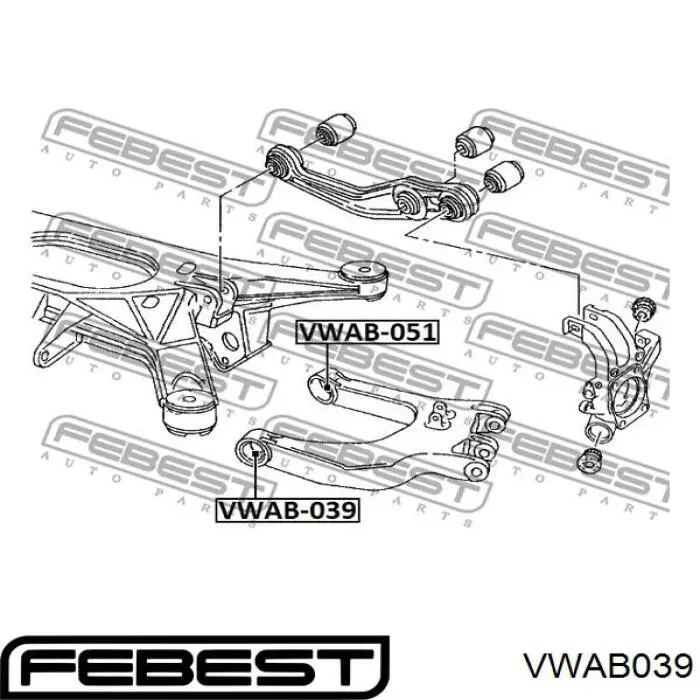 Сайлентблок цапфи задньої VWAB039 Febest